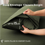 2 Piece Hotel Bamboo Cooling Fitted Sheet Set & Pillowcase -Ultra Soft 2000TC Breathable Fitted Bed Sheets Set with 37 Centimetre Deep Pocket-Cooling Sheets for Hot Sleepers(Olive green,King Single)