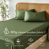 2 Piece Hotel Bamboo Cooling Fitted Sheet Set & Pillowcase -Ultra Soft 2000TC Breathable Fitted Bed Sheets Set with 37 Centimetre Deep Pocket-Cooling Sheets for Hot Sleepers(Olive green,King Single)