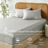 2 Piece Hotel Bamboo Cooling Fitted Sheet Set & Pillowcase -Ultra Soft 2000TC Breathable Fitted Bed Sheets Set with 37 Centimetre Deep Pocket-Cooling Sheets for Hot Sleepers(Silver-gray,King Single)