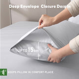2 Piece Hotel Bamboo Cooling Fitted Sheet Set & Pillowcase -Ultra Soft 2000TC Breathable Fitted Bed Sheets Set with 37 Centimetre Deep Pocket-Cooling Sheets for Hot Sleepers(Silver-gray,King Single)