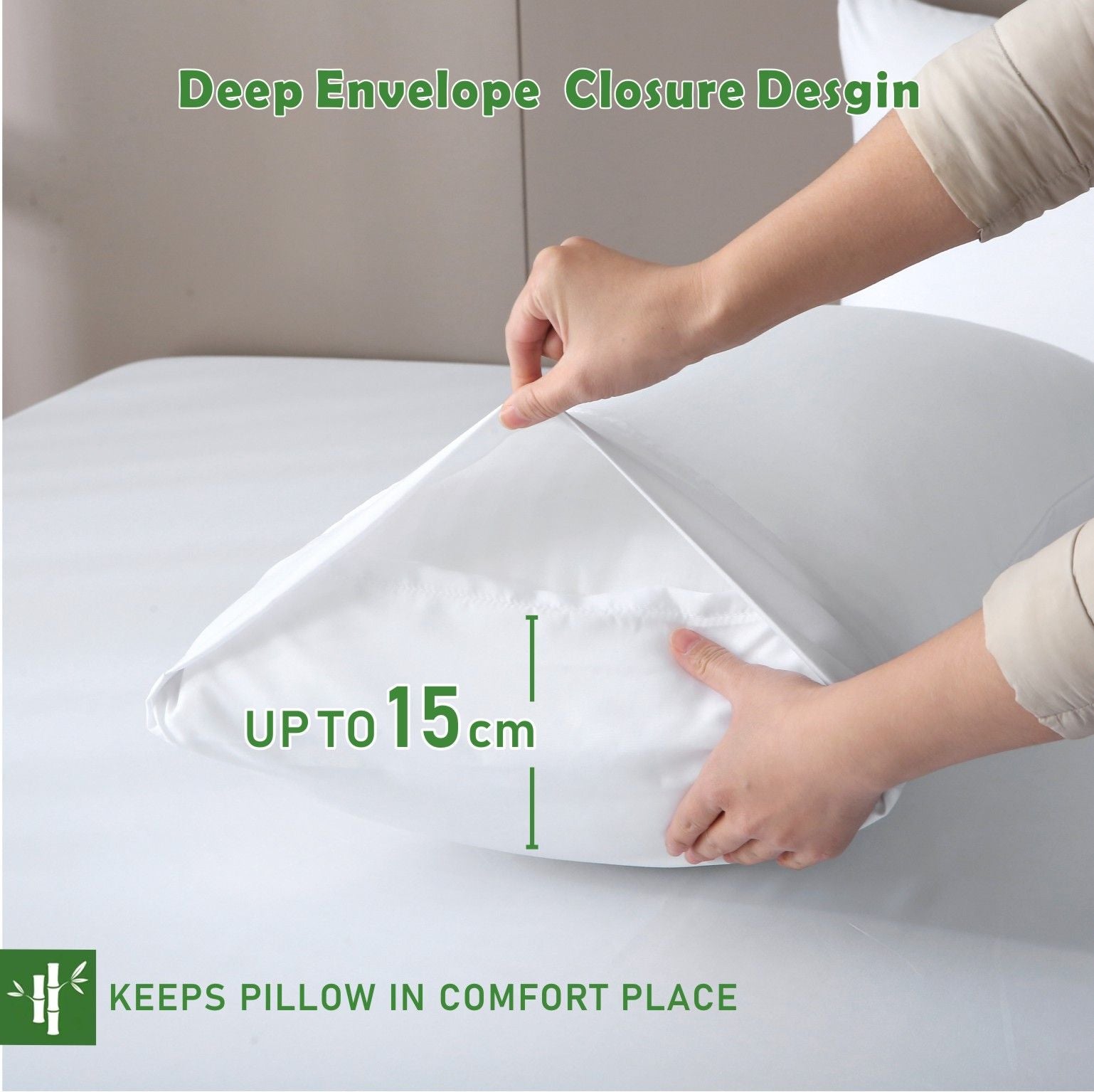 3 Piece Hotel Bamboo Cooling Fitted Sheet Set & Pillowcase -Ultra Soft 2000TC Breathable Fitted Bed Sheets Set with 37 Centimetre Deep Pocket-Cooling Sheets for Hot Sleepers(White,Queen)