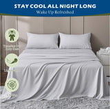 4 Piece Hotel Bamboo Cooling Sheet Set -Ultra Soft 2000TC Breathable Bed Sheets Set with 37 Centimetre Deep Pocket-Cooling Sheets for Hot Sleepers(Silver-gray,Queen)