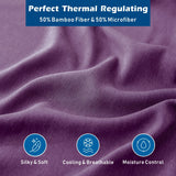 4 Piece Hotel Bamboo Cooling Sheet Set -Ultra Soft 2000TC Breathable Bed Sheets Set with 37 Centimetre Deep Pocket-Cooling Sheets for Hot Sleepers(Purple,Queen)