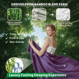 4 Piece Hotel Bamboo Cooling Sheet Set -Ultra Soft 2000TC Breathable Bed Sheets Set with 37 Centimetre Deep Pocket-Cooling Sheets for Hot Sleepers(Purple,Queen)