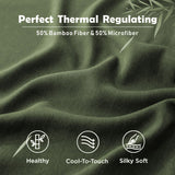 3 Piece Hotel Bamboo Cooling Fitted Sheet Set & Pillowcase -Ultra Soft 2000TC Breathable Fitted Bed Sheets Set with 37 Centimetre Deep Pocket-Cooling Sheets for Hot Sleepers(Olive green,Super King)