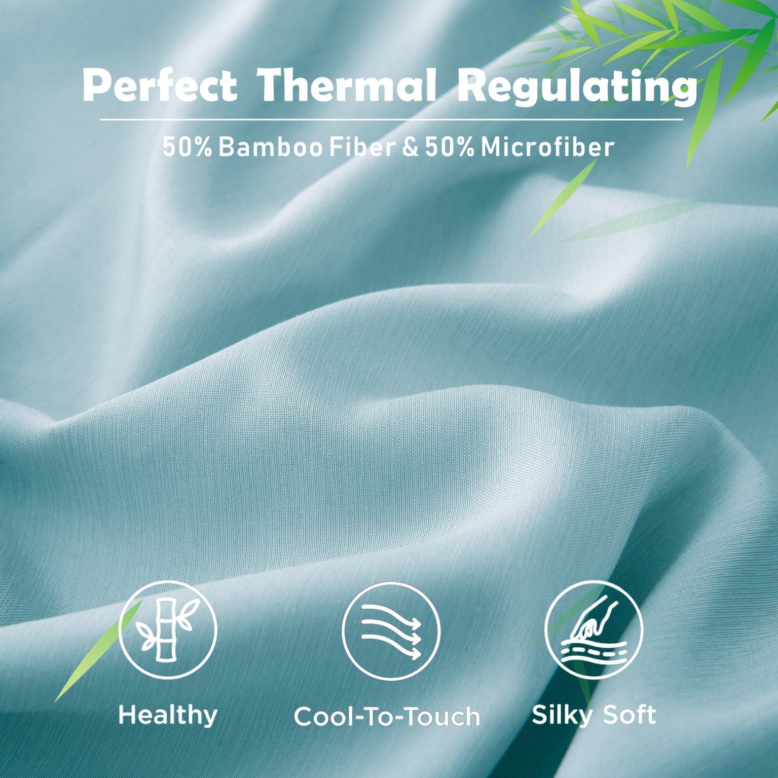 3 Piece Hotel Bamboo Cooling Fitted Sheet Set & Pillowcase -Ultra Soft 2000TC Breathable Fitted Bed Sheets Set with 37 Centimetre Deep Pocket-Cooling Sheets for Hot Sleepers(Sky Blue,Super King)