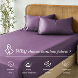 3 Piece Hotel Bamboo Cooling Fitted Sheet Set & Pillowcase -Ultra Soft 2000TC Breathable Fitted Bed Sheets Set with 37 Centimetre Deep Pocket-Cooling Sheets for Hot Sleepers(Purple,Super King)