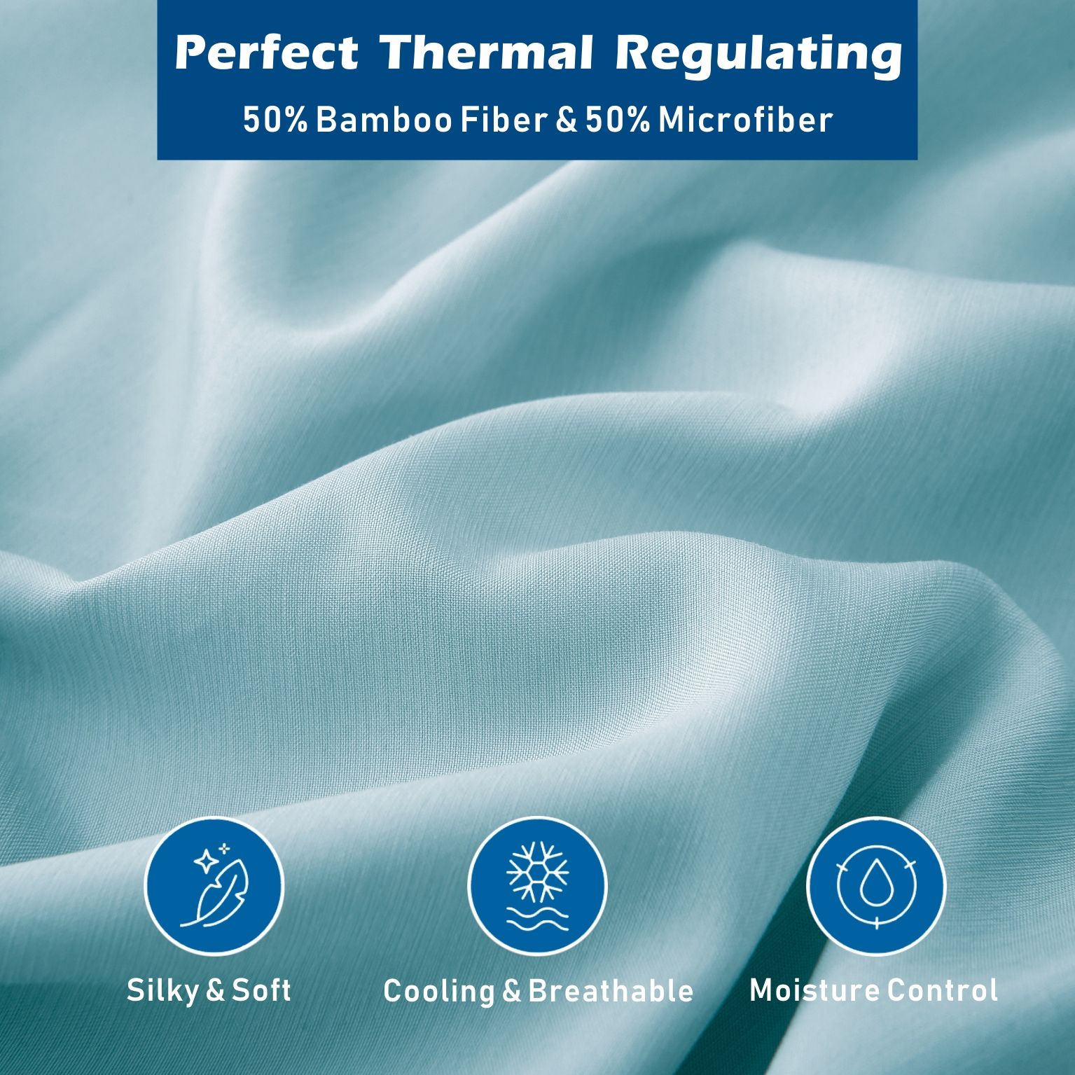 4 Piece Hotel Bamboo Cooling Sheet Set -Ultra Soft 2000TC Breathable Bed Sheets Set with 37 Centimetre Deep Pocket-Cooling Sheets for Hot Sleepers(Sky Blue,Super King)