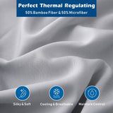 4 Piece Hotel Bamboo Cooling Sheet Set -Ultra Soft 2000TC Breathable Bed Sheets Set with 37 Centimetre Deep Pocket-Cooling Sheets for Hot Sleepers(Silver-gray,Super King)