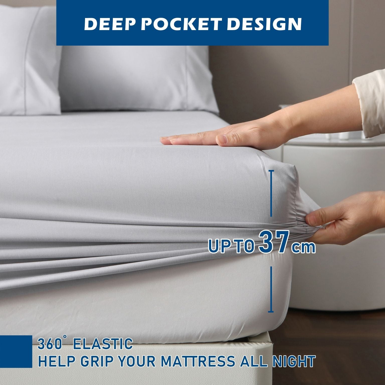 4 Piece Hotel Bamboo Cooling Sheet Set -Ultra Soft 2000TC Breathable Bed Sheets Set with 37 Centimetre Deep Pocket-Cooling Sheets for Hot Sleepers(Silver-gray,Super King)