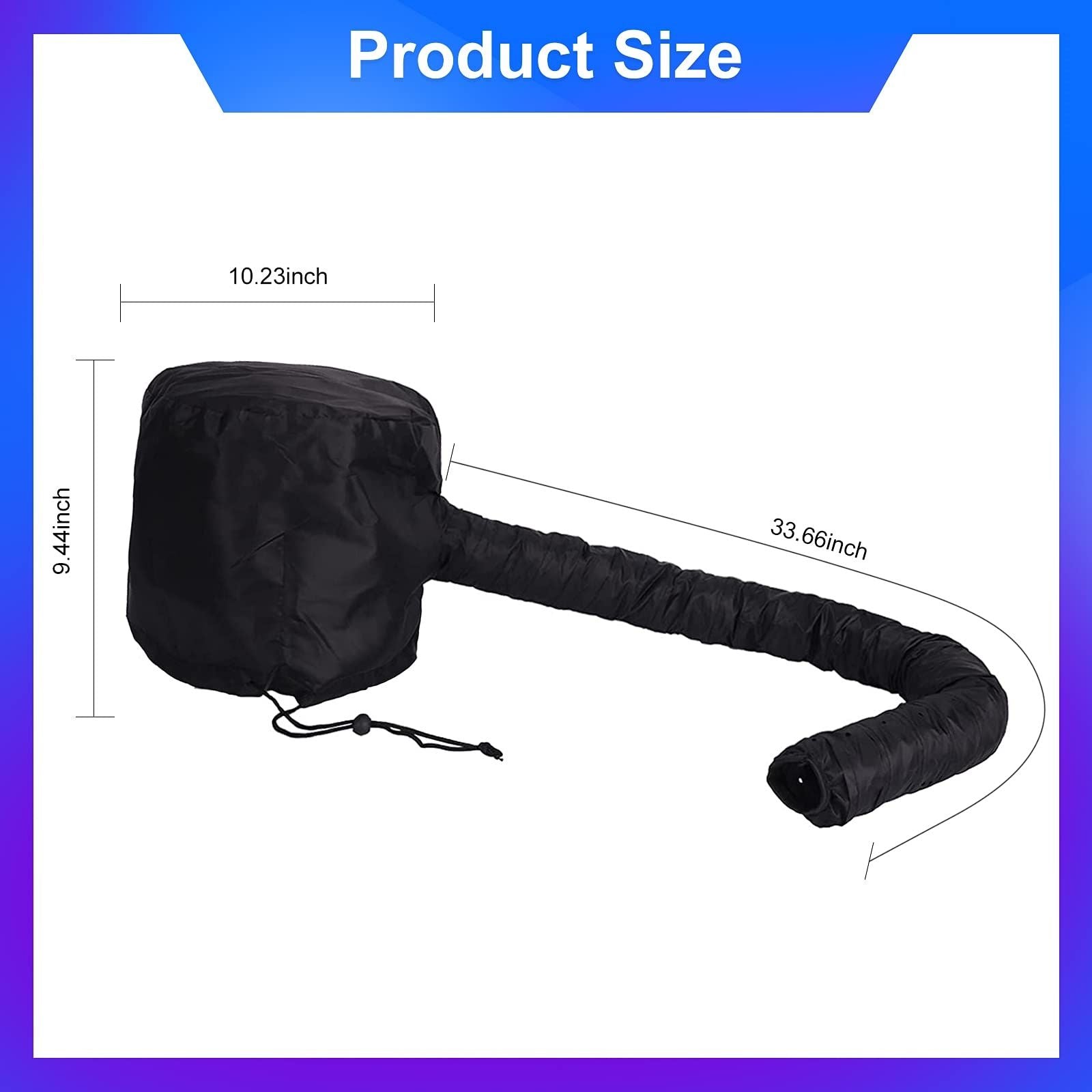 Silk Bonnet for Sleeping and Hooded Hair Dryer Attachment Set, Elastic Tie Band Sleep Bonnet for Women Curly Hair, Fast Drying Hair Dryer Diffuser Cap for Hair Care, Styling