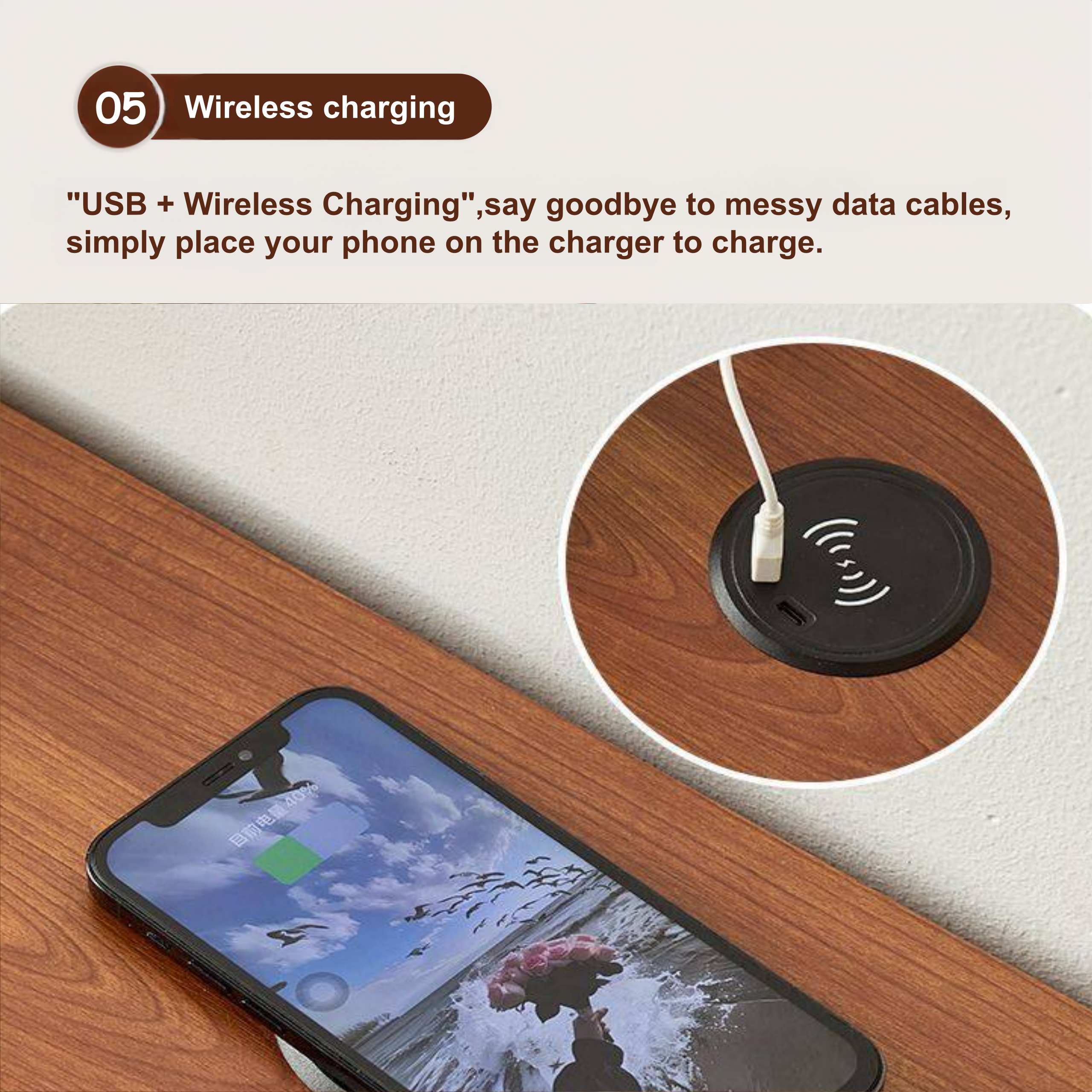 Bedside Table with Wireless Charging Station,LED Nightstand with Open Storage Drawers for Small Cats and Dogs Bed, Cozy Home for Living Room, Bedroom, Office, Sofa Side