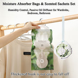 Moisture Absorber Bags & Scented Wardrobe Fresheners (9-Pack), Gardenia Scented Dehumidifier & Hanging Closet Sachets for Dampness & Odor Removal in Wardrobes, Cars & Bathrooms
