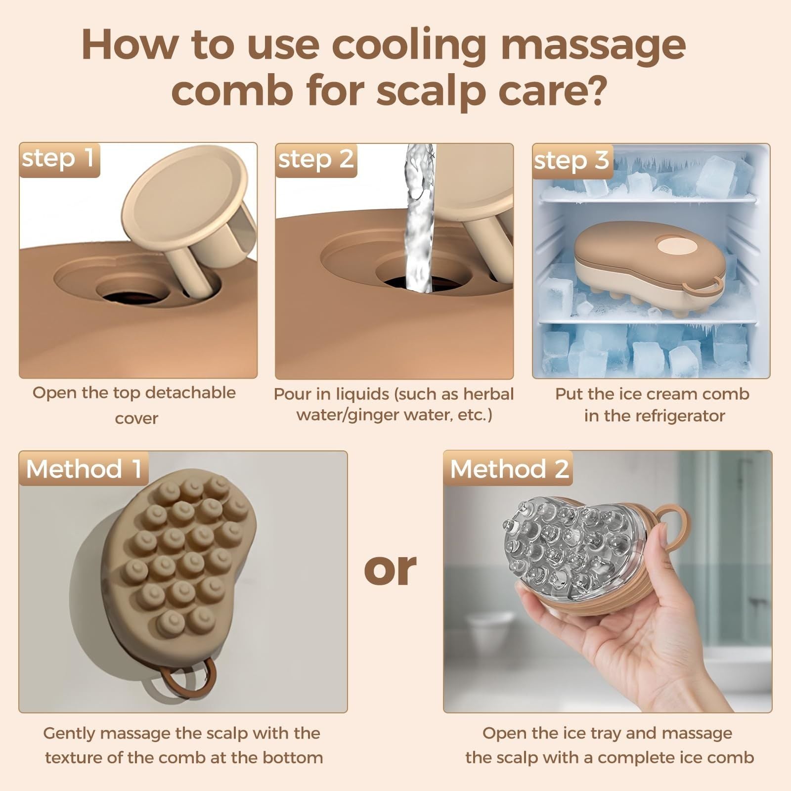 Ice Compress Scalp Massager Brush, Cold Therapy Head Massager for Migraine Relief & Hair Care, Reusable Promotes Hair Growth & Scalp Care Massage Tool