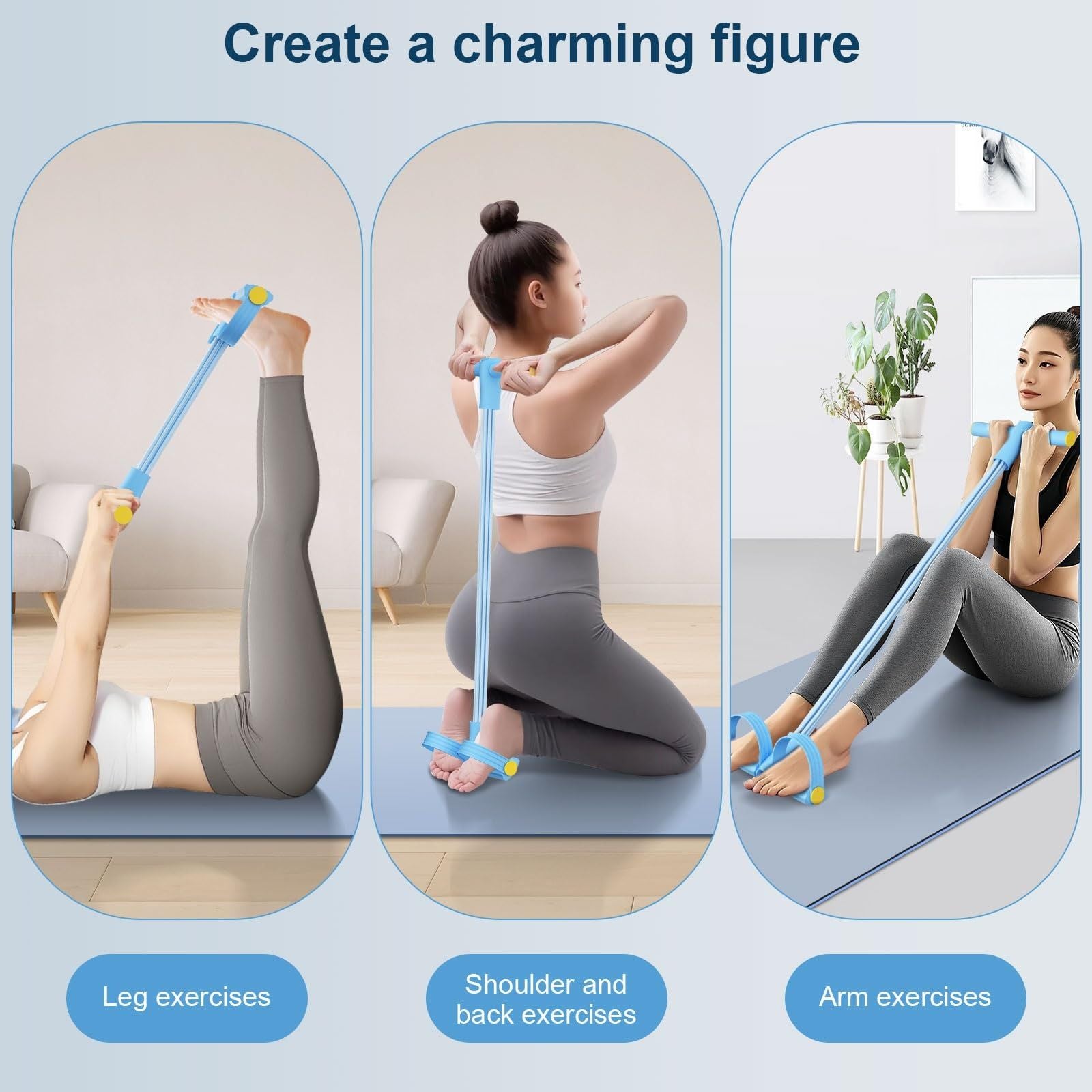 Workout Set – Breathing Trainer,6 Tube Resistance Bands& 8-Tube Elastic Pedal Puller Resistance Band for Men Women Full Body Workouts,Yoga,Pilates,Strength Training