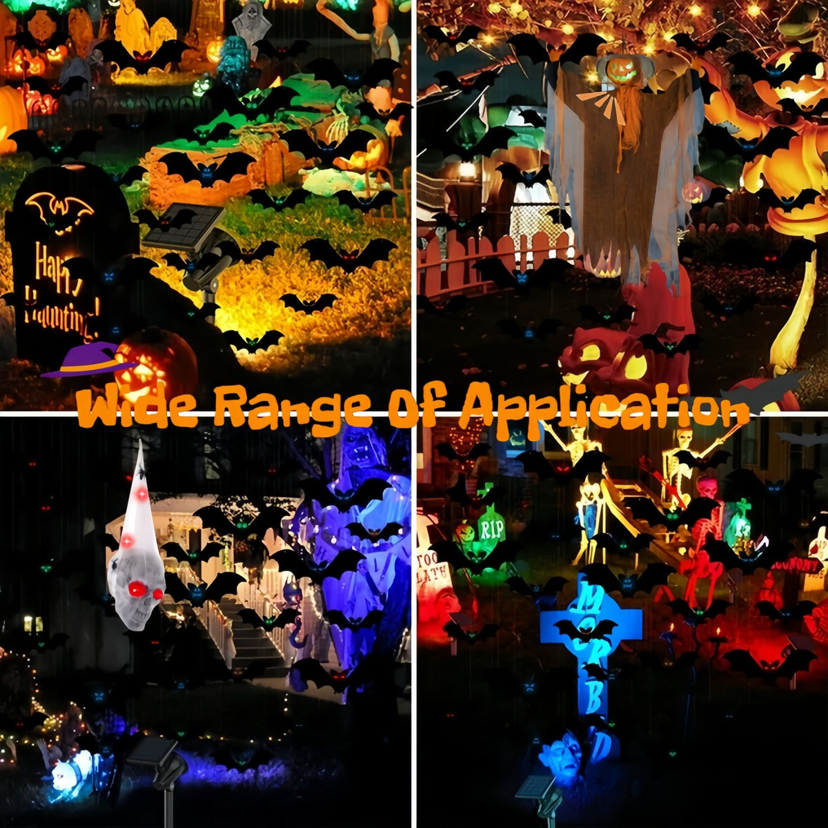 Halloween Decoration Set–Hanging Skull with LED Red Eyes and Spiders,18 PCS Hanging Bats Decorations&Spooky Scarecrow Decor for Halloween Outside Yard Tree Decors