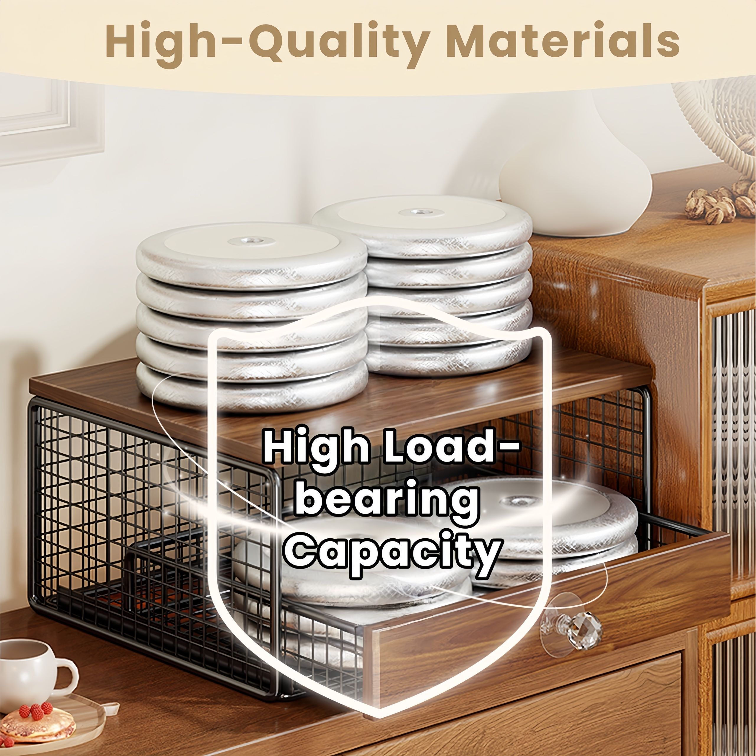 Coffee Machine Stand,Coffee Capsule Storage, Kitchen Counter Organizer with Drawer& Wire Basket, Space Saving Design, No Assembly, Tea Storage,for Kitchen Appliances