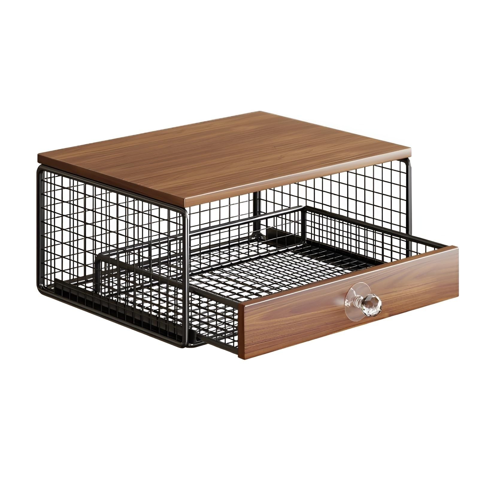 Coffee Machine Stand,Coffee Capsule Storage, Kitchen Counter Organizer with Drawer& Wire Basket, Space Saving Design, No Assembly, Tea Storage,for Kitchen Appliances