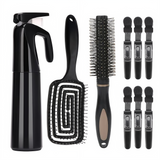 4-piece Hair Care Set with Detangling Hair Brush, Round Brush, Alligator Clips & Spray Bottle - Anti-Static for Wet, Dry, Hair Styling Tools for Women Men