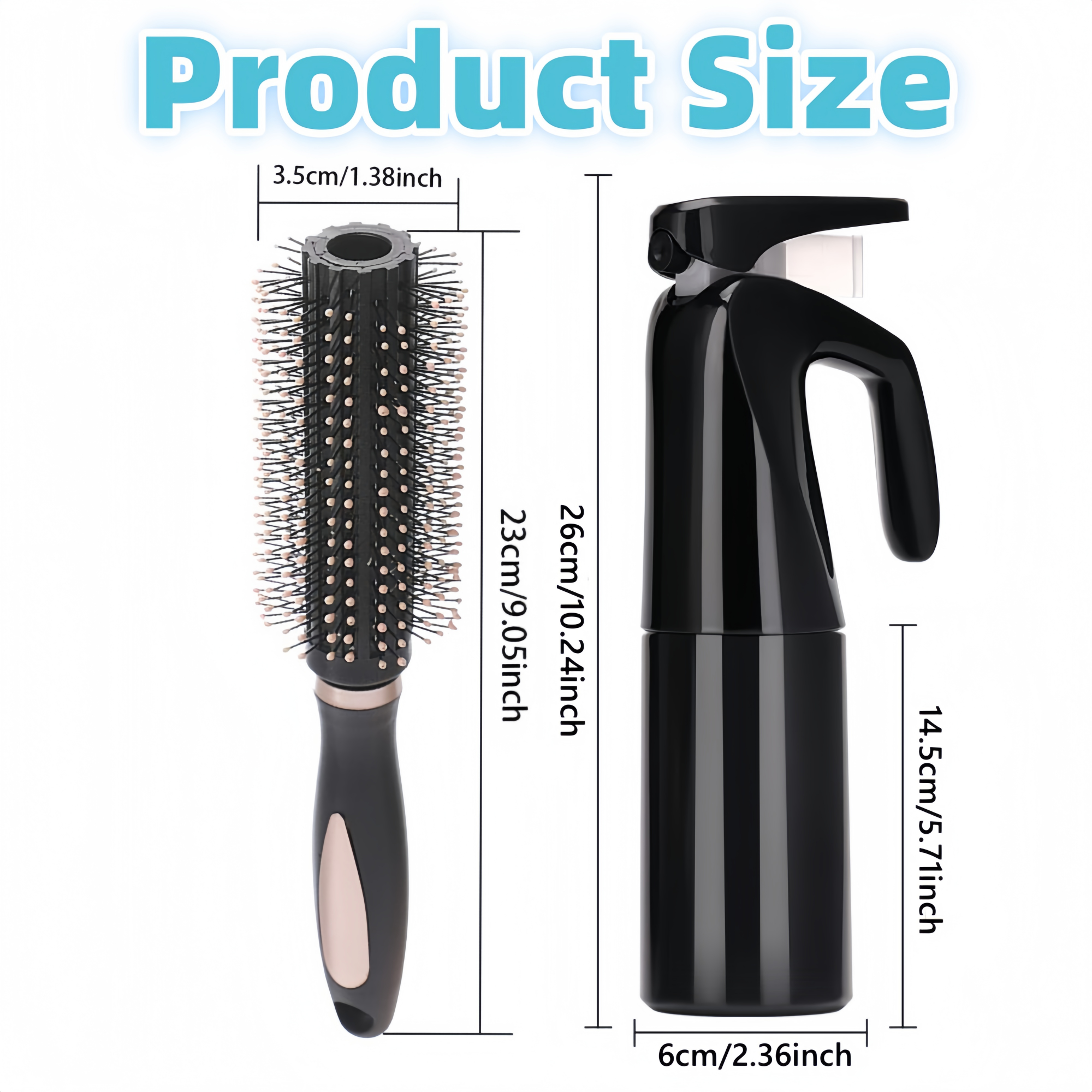 4-piece Hair Care Set with Detangling Hair Brush, Round Brush, Alligator Clips & Spray Bottle - Anti-Static for Wet, Dry, Hair Styling Tools for Women Men