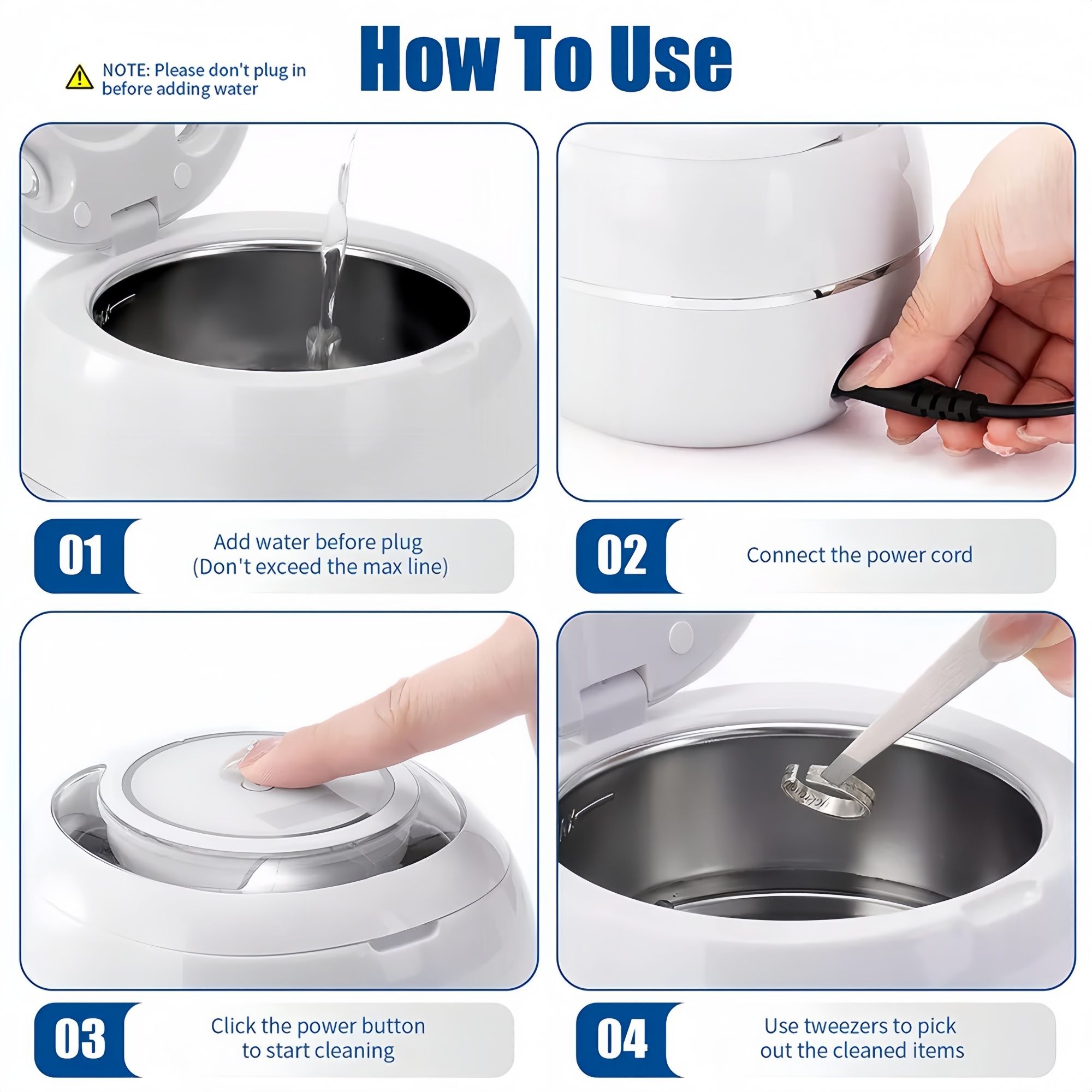 Ultrasonic Retainer Cleaner, 42kHz Portable UV Denture Cleaner for Dentures Aligner Mouth Guard Denture Toothbrush Heads, Jewelry, Glasses with 180ML Capacity