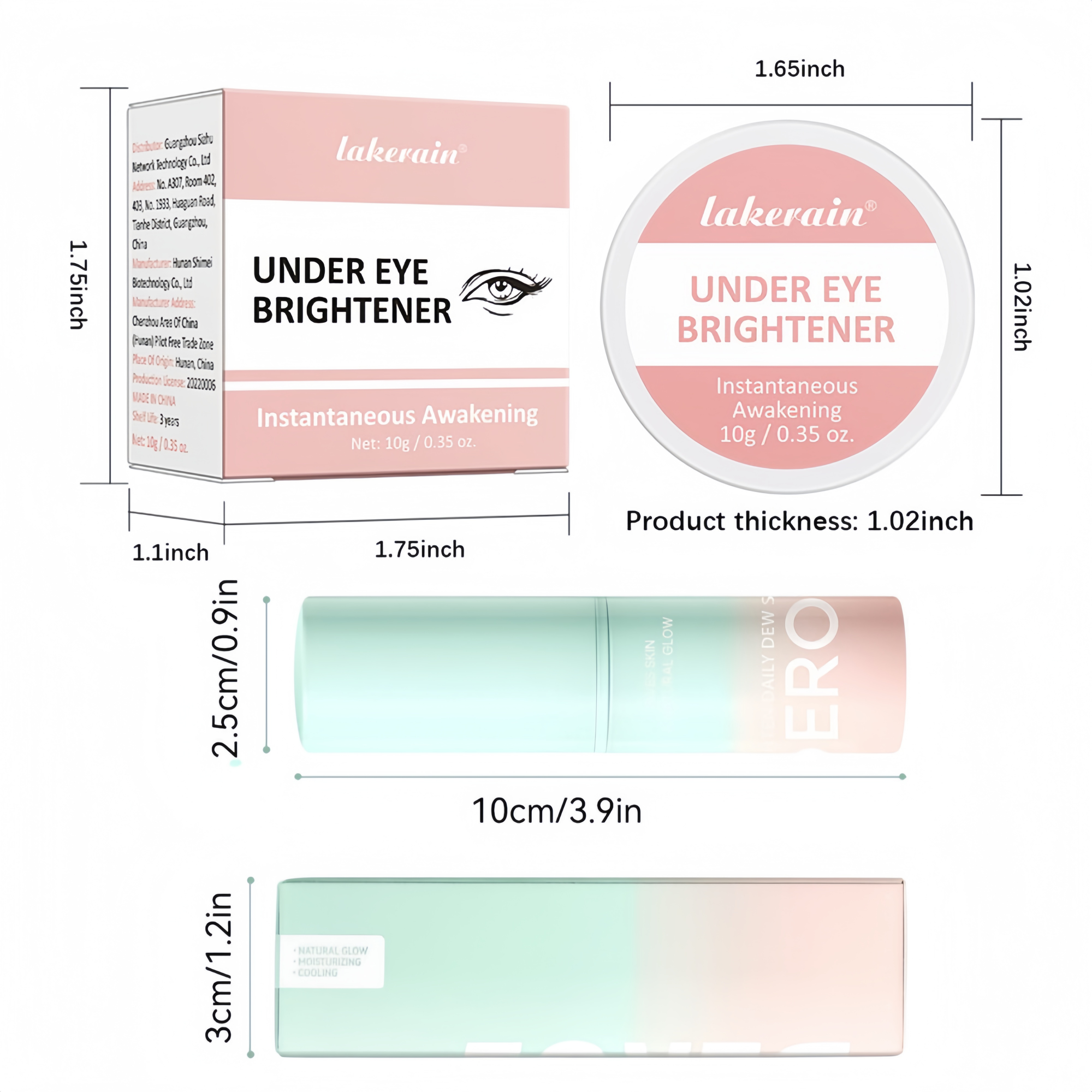 Eye Brightening Concealer&Multi Hydrating Moisturizing Stick Set,Reduce Wrinkle,Conceal Dark Circles, Colour-Correcting Eye&Facial Serum Balm