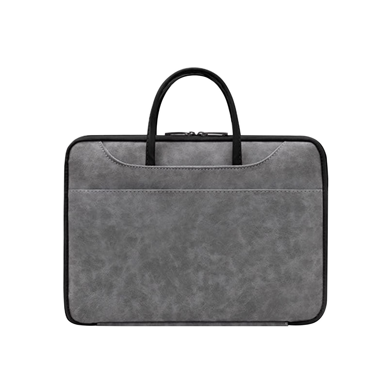 14 Inch PU Leather Laptop Bag, Portable Waterproof Laptop Case, Full Opening and Closing Sleeve Handbag, Briefcase for MacBook Air, Ipad, Business Travel