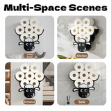 Creative Sheep Toilet Paper Holder, Wall-Mounted Metal Tissue Storage Rack, Punch-Free Easy Installation Paper Towel Holder, Funny Home Decor for Bathroom