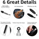 4 Pcs Kitchen Tongs Stainless Steel Set-9" & 12" Tong with Non Slip Silicone Tips and Grip, 11" Stainless Steel Cooking Tongs, Heat Resistant Kitchen Utensils for Cooking Baking Buffet