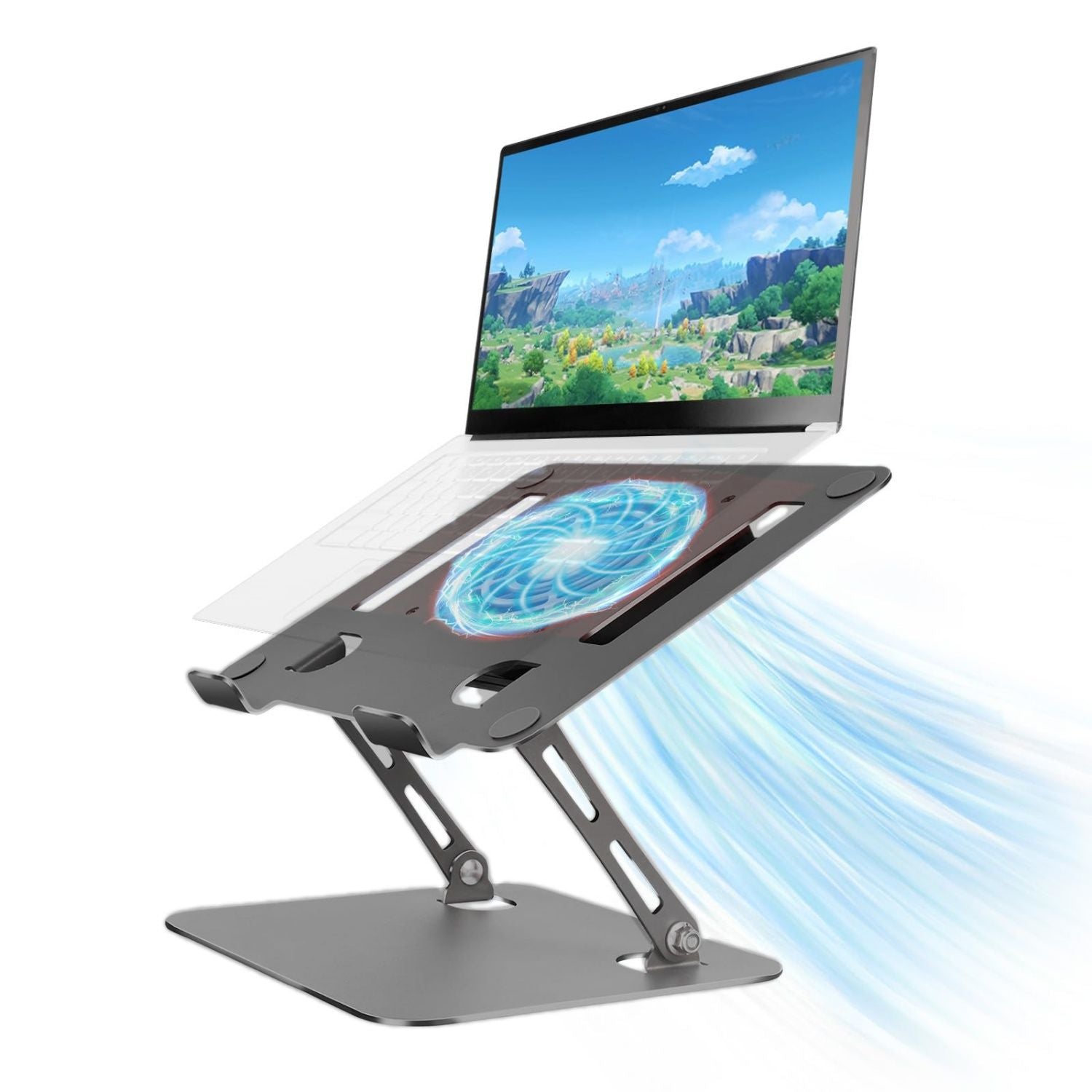 Ergonomic Adjustable Laptop Stand with Cooler,6â€Laptops Notebook Alloy Riser Holder Computer Stand Compatible with Dell,Hp,Pad,Air Pro