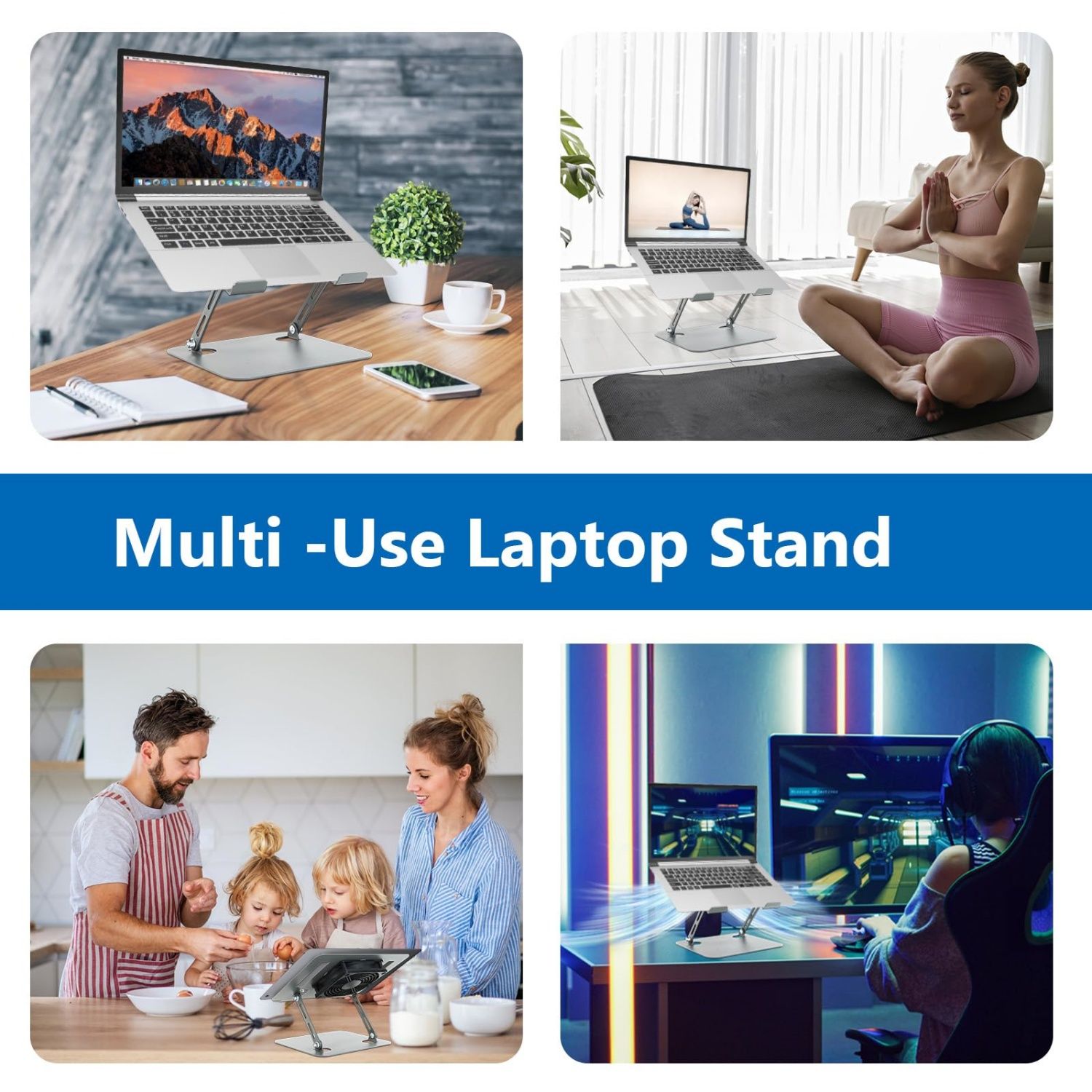 Ergonomic Adjustable Laptop Stand with Cooler,6â€Laptops Notebook Alloy Riser Holder Computer Stand Compatible with Dell,Hp,Pad,Air Pro