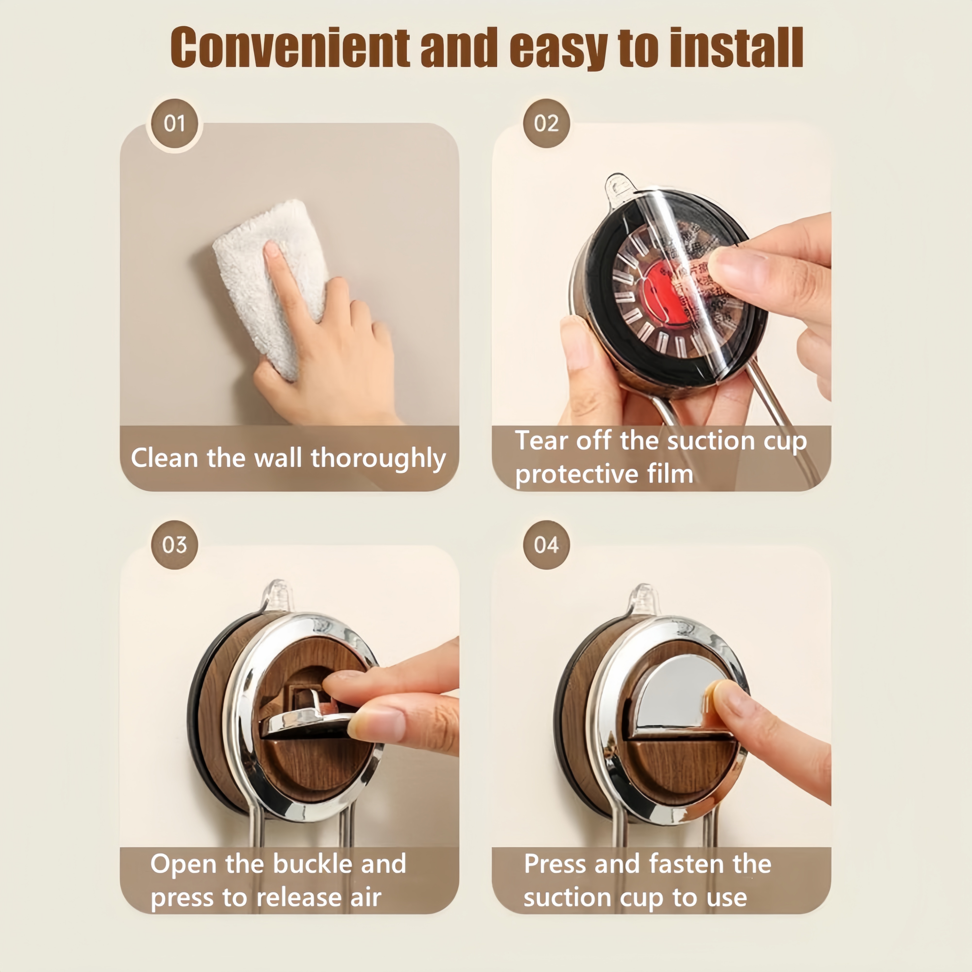 Kitchen Holder Wall Mounted,Suction Paper Installation,Adhesive Paper Towel Roll Rack for Bathroom, No Drilling Required,Multi Functional Metal Towel Bar Walnut