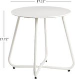 Metal Outdoor Side Table – Round Patio Table, Rust-Resistant Small End Coffee Table for Balcony, Garden, Porch, Living Room & Bedroom – Portable Accent Table for Indoor Outdoor Use, White