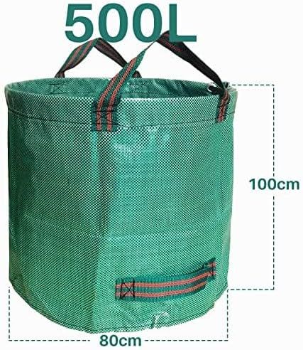 500L Yard Waste Bags 2 Pack, Heavy Duty Garden Waste Bags with Reinforced Handles, Large Reusable Leaf Bags for Lawn Leaves Grass Yard Debris Storage Garden Cleanup