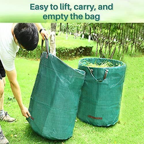 500L Yard Waste Bags 2 Pack, Heavy Duty Garden Waste Bags with Reinforced Handles, Large Reusable Leaf Bags for Lawn Leaves Grass Yard Debris Storage Garden Cleanup