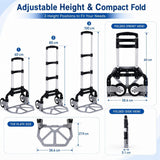 Folding Hand Truck, 1 Pack Portable Dolly Cart with Telescoping Handle, Lightweight Aluminum Alloy Foldable Hand Truck with Solid Rubber Wheels, Compact Moving Cart for Home, Office, Shopping, Travel