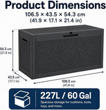60 Gallon Outdoor Storage Deck Box, 227L Resin Patio Storage Box with Lockable Lid, Waterproof-Look Rattan Deck Box for Cushions, Garden Tools, Pool Accessories, Toys, Patio, Garden and Porch