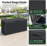 60 Gallon Outdoor Storage Deck Box, 227L Resin Patio Storage Box with Lockable Lid, Waterproof-Look Rattan Deck Box for Cushions, Garden Tools, Pool Accessories, Toys, Patio, Garden and Porch