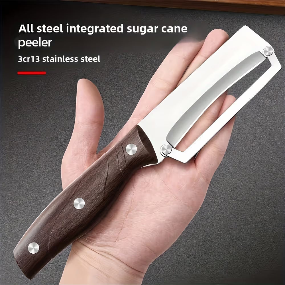 Heavy-duty stainless steel vegetable peeler and slicer - multi-functional kitchen tool with straight blade and ergonomic non-slip handle.