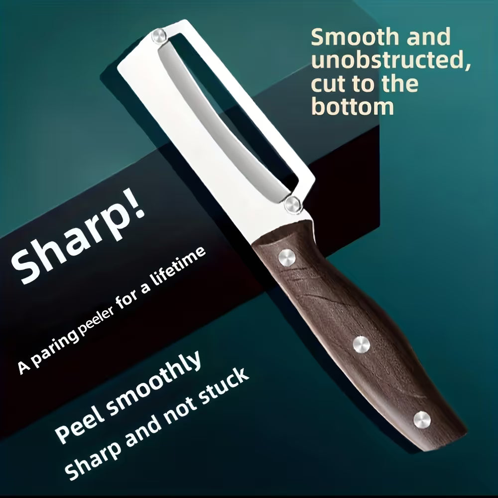 Heavy-duty stainless steel vegetable peeler and slicer - multi-functional kitchen tool with straight blade and ergonomic non-slip handle.