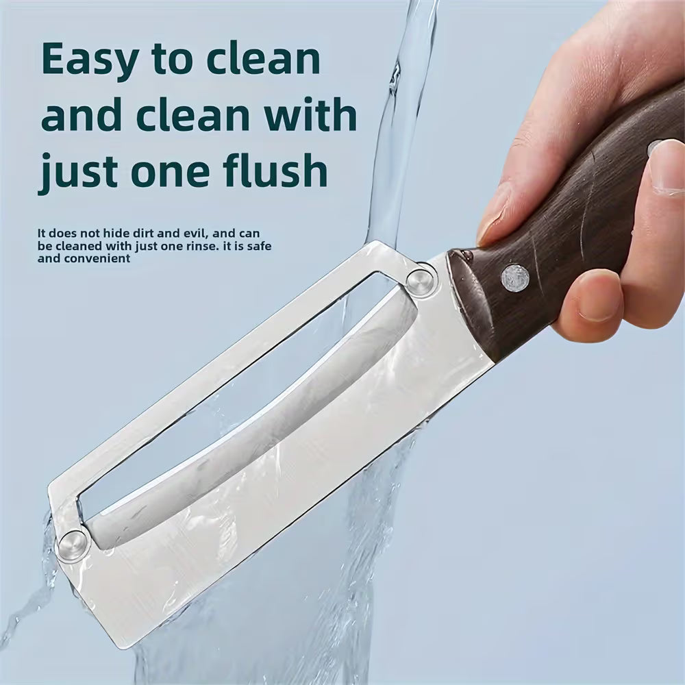 Heavy-duty stainless steel vegetable peeler and slicer - multi-functional kitchen tool with straight blade and ergonomic non-slip handle.