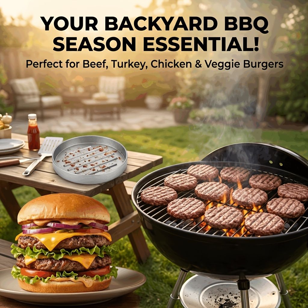 Professional 4.6-inch aluminum burger patty maker with ergonomic wooden handle, non-stick burger patty maker, suitable for grilling, heavy-duty manual patty press, suitable for beef, poultry and veggie burgers, easy-to-clean outdoor grill pan.