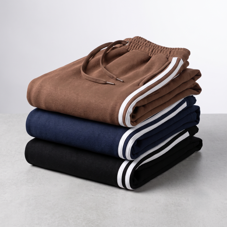 Ladies Extra Wide Leg Track Pants - Size Large - Pack of 3 - Black, Navy, Brown with white stripes