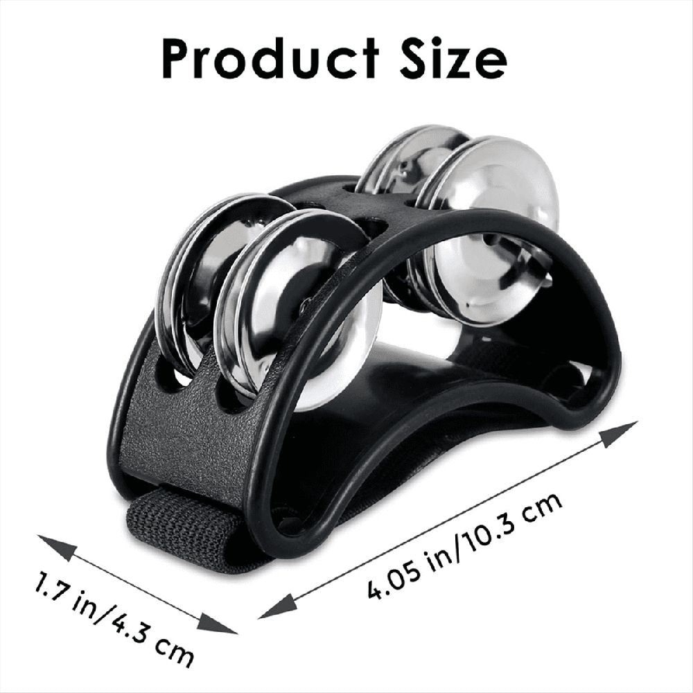 2PCS Foot Tambourine Percussion, Musical Instrument Percussion Pedal with Steel Jingle Bells - Black