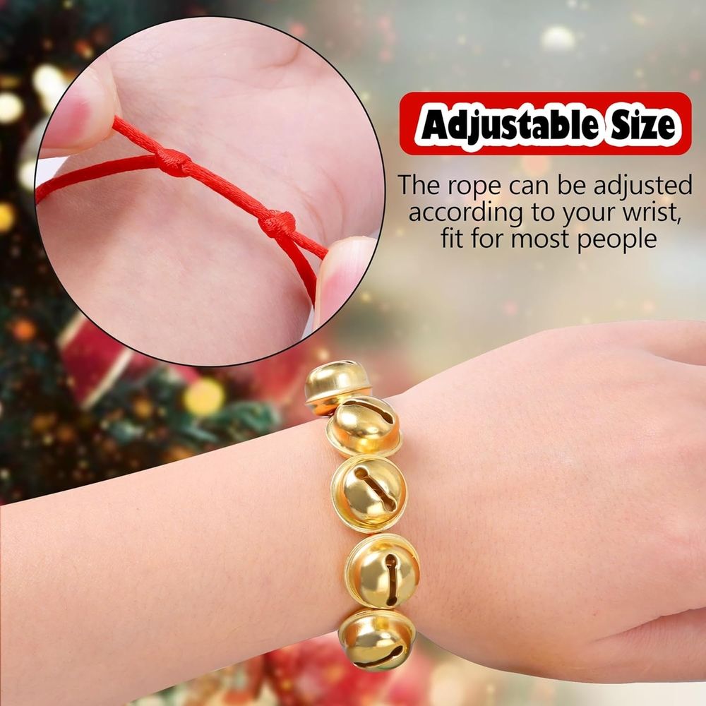 24PCS Christmas Jingle Bell Bracelets Adjustable Christmas Gift Bracelets with Metal Jingles for Holiday Party Favors