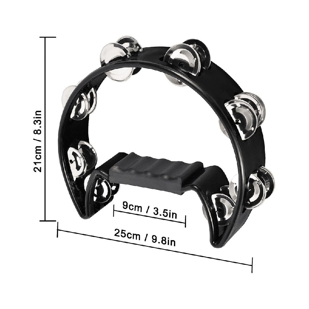 Tambourine,Metal Jingles Hand Percussion Half-Moon Tambourine and Egg Shakers , Adults, KTV, BLACK