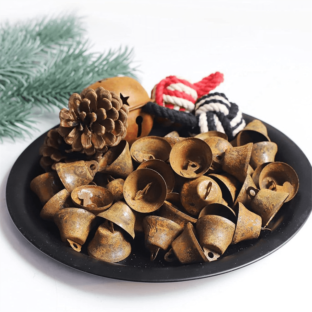 50 PCS Mini Jingle Bells, Christmas Bells, for Crafting Wreath Craft Bells, Holiday Home Decoration Bells (Rusty 1 Inch)