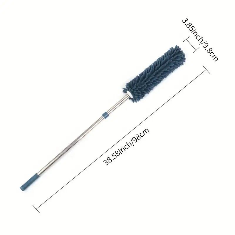✨ Extendable Electrostatic Duster | Stainless Steel Pole + Microfiber Cloth | Traps Dust & Pet Hair Without Spreading, Reaches High Corners for Effortless Home Cleaning!/purplish blue