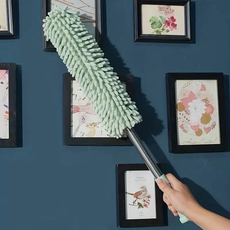 ✨ Extendable Electrostatic Duster | Stainless Steel Pole + Microfiber Cloth | Traps Dust & Pet Hair Without Spreading, Reaches High Corners for Effortless Home Cleaning!/coffee