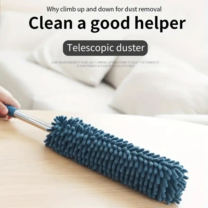 ✨ Extendable Electrostatic Duster | Stainless Steel Pole + Microfiber Cloth | Traps Dust & Pet Hair Without Spreading, Reaches High Corners for Effortless Home Cleaning!/pale green